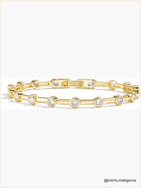 14K Gold Filled Tennis Bracelet Bezel CZ Simulated Diamond Bracelet for Women